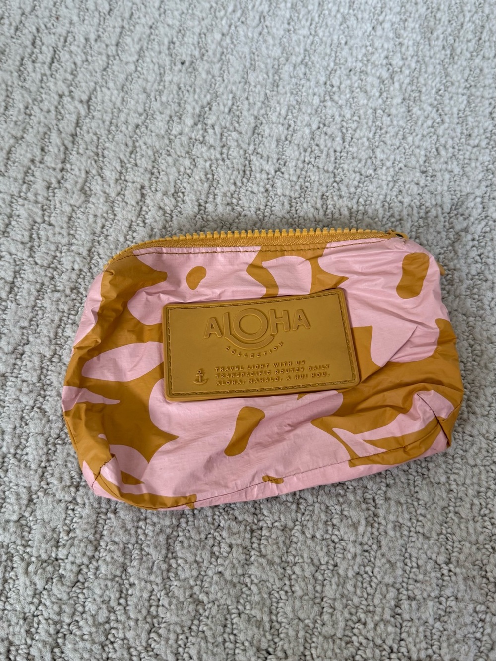 ALOHA Collection Pink and Mustard Camo Cosmetic Pouch